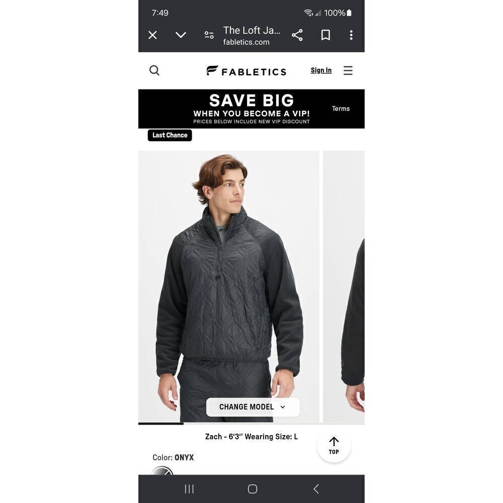 New Small Fabletics Onyx Grey The Loft Jacket Water Resistant Heat Retention NWT
